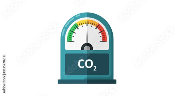 Fototapeta Carbon dioxide emissions gauge symbolizing environmental monitoring and analysis indicators, air