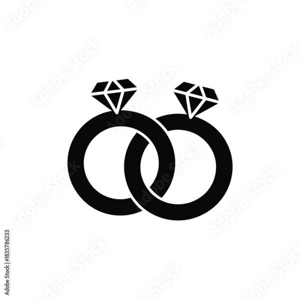 Obraz Two interlocking diamond engagement rings icon