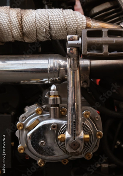 Obraz Close-up of the pedals of a vintage motorcycle.