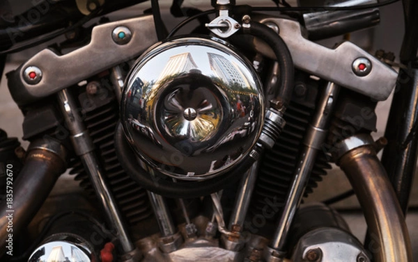 Obraz vintage motorcycle engine detail, closeup