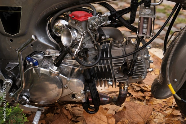 Obraz vintage motorcycle engine detail, closeup