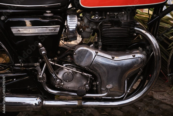 Obraz vintage motorcycle engine detail, closeup