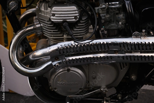 Obraz vintage motorcycle engine detail, closeup