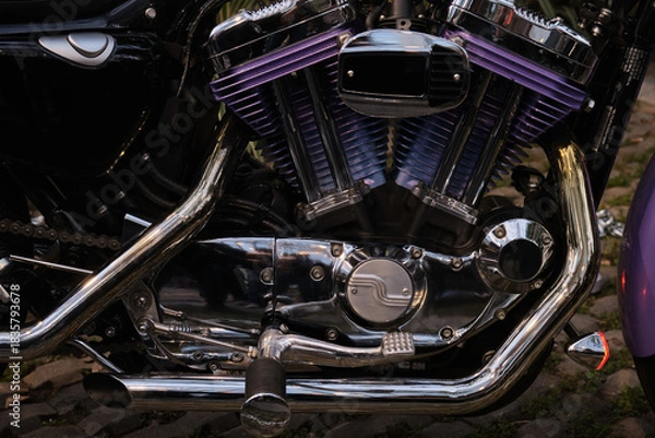 Obraz vintage motorcycle engine detail, closeup