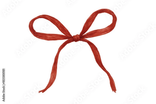 Obraz Red gift bow knotting, a decorative fabric ribbon for presents and festive occasions, isolated on transparent background