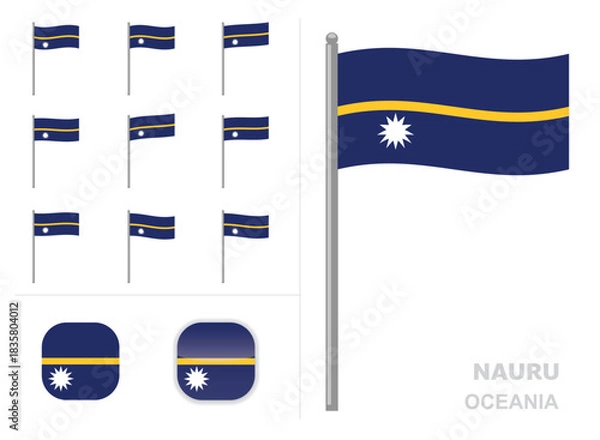 Fototapeta Nauru Flag Oceania Country Waving Animation App Icon Vector