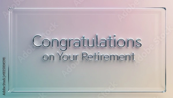 Fototapeta A gradient blue greeting card with a thin gold border, centered golden lettering saying ‘Congratulations on Your Retirement’.