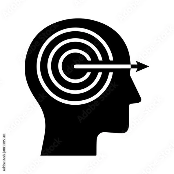 Fototapeta Targeted Mind Concept Icon Representing Focus, Goal Achievement, and Strategic Thinking for Visual Design and User Interface