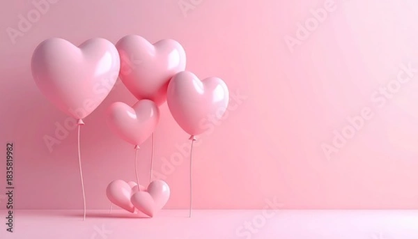 Obraz Pink Heart Balloons - A Valentines Day Celebration of Love and Romance.