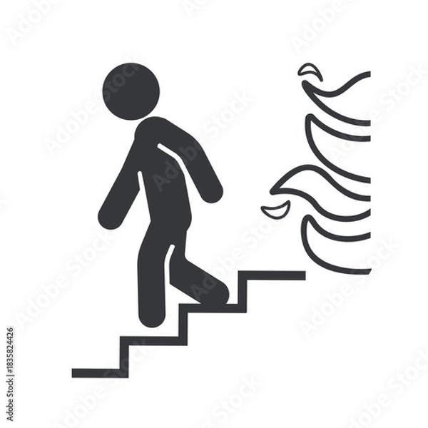 Fototapeta Isolated ictogram In Case of Fire Do Not Use Ulevator, use Stairs. Safety fire instruction