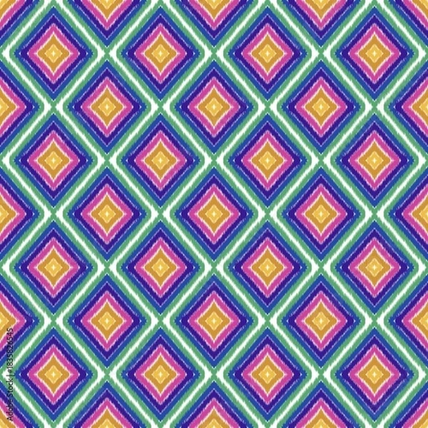 Obraz A vibrant geometric pattern featuring a repeating diamond motif.