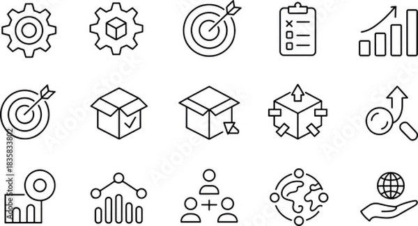 Fototapeta Business Strategy and Development Vector Icons Set