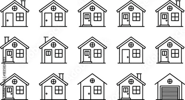 Fototapeta Collection of Different House Icons Simple Style