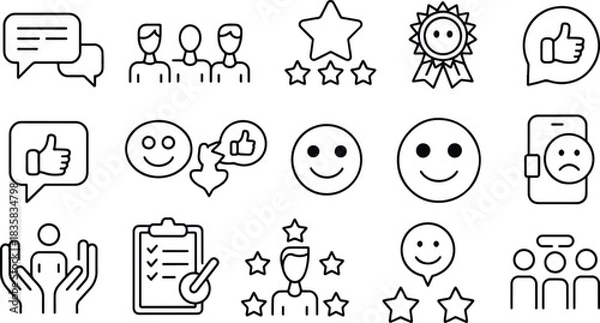 Fototapeta Customer feedback and satisfaction icons collection