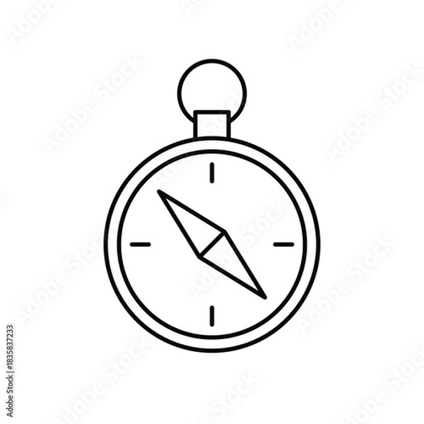 Obraz Compass Line Icon. Vector Illustration of a Navigation Tool with Needle. Minimalist Outline Symbol for Travel, Direction, Adventure, and Geography Concepts.