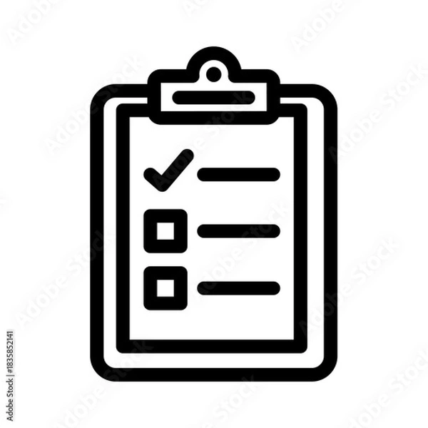Obraz Clipboard Icon Checklist for Tasks, Planning, and Progress in a Simplified Outline