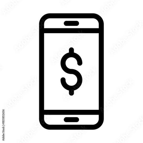 Obraz Iconic representation of a smartphone displaying a dollar symbol, depicting the future of digital finance, secure mobile banking solutions, and convenient online monetary transfers through technology