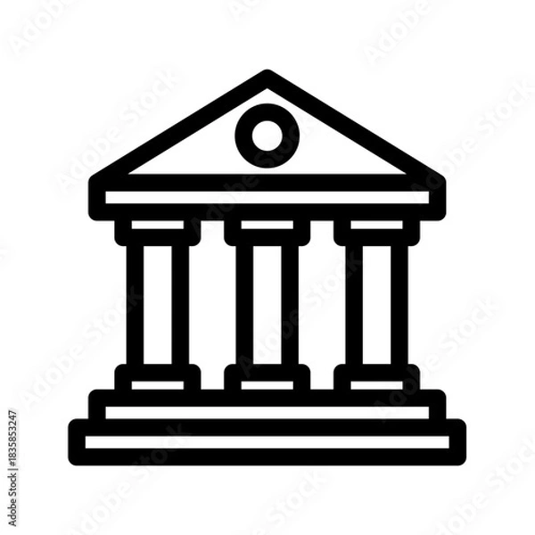 Obraz Illustration of a Classical Building with Columns and Pediment in Outline Style