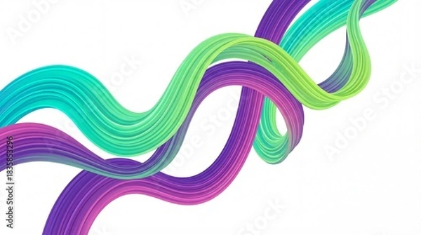 Obraz Dynamic Abstract Wavy Lines Modern Gradient Vector Art on White