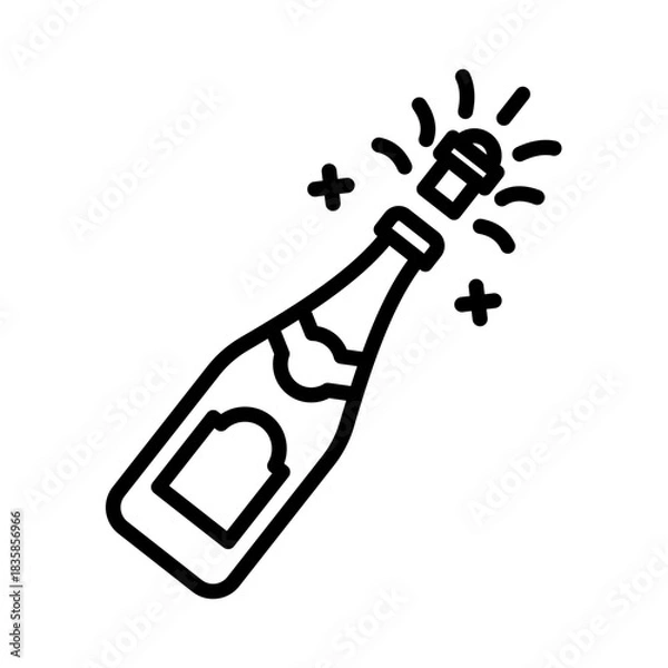 Obraz Celebrate with Champagne Icon of Popping Bottle