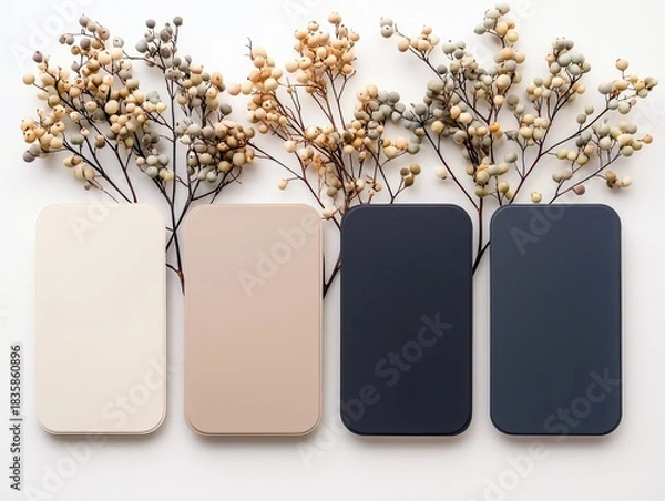 Fototapeta Color Palette Samples with Berries on White Background