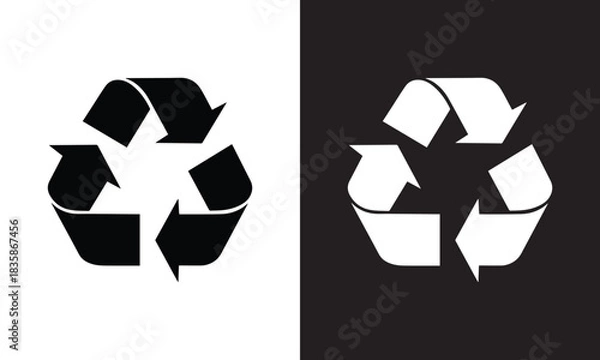 Fototapeta Black recycle logo sign isolated. Eco symbol. PNG with transparent background. Clipping path. Flat lay. Black recycle symbol icon with three chasing arrows. vector illustration eps file. 