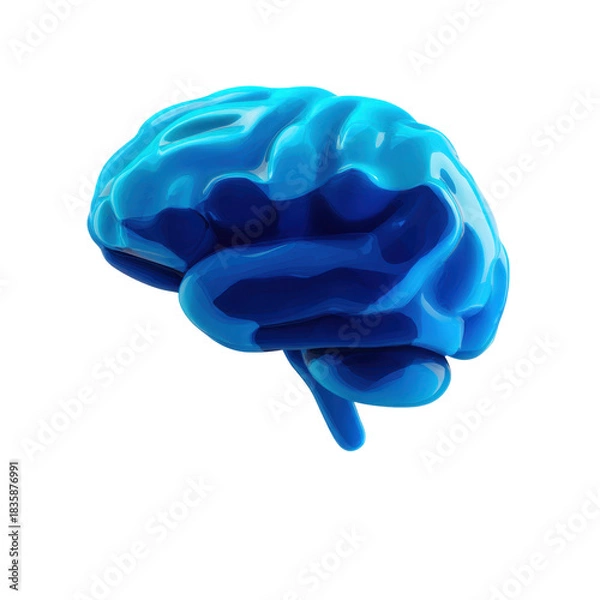 Fototapeta Calm ripple effect brain icon flat design digital art vibrant colors minimalist style