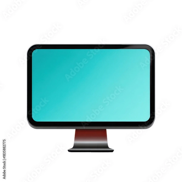 Fototapeta Computer monitor icon in flat design style digital workspace graphic design isolated view