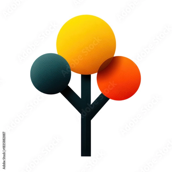 Fototapeta Decision tree icon showcasing branching paths in flat design digital environment