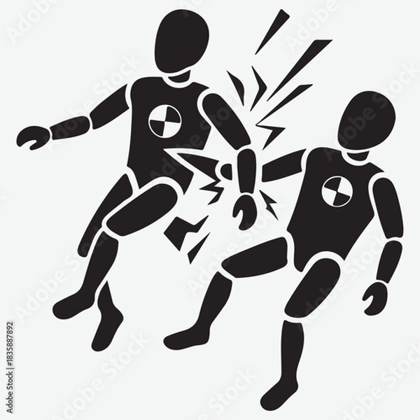 Fototapeta Two Crash Test Dummies Collide in a Violent Impact