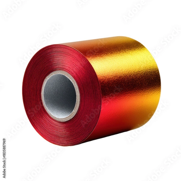 Fototapeta Vibrant macro shot of festive aluminum foil roll in colorful palette studio setting