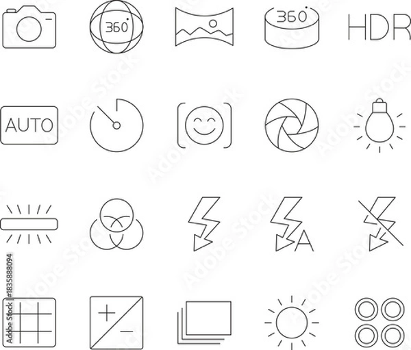Fototapeta Photography line icons editable stroke design for photographers and photography enthusiasts