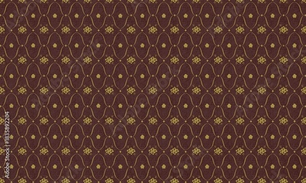 Obraz 布やキャンバステクスチャ付ゴシッククラシックな花柄フレームパターンの背景壁紙