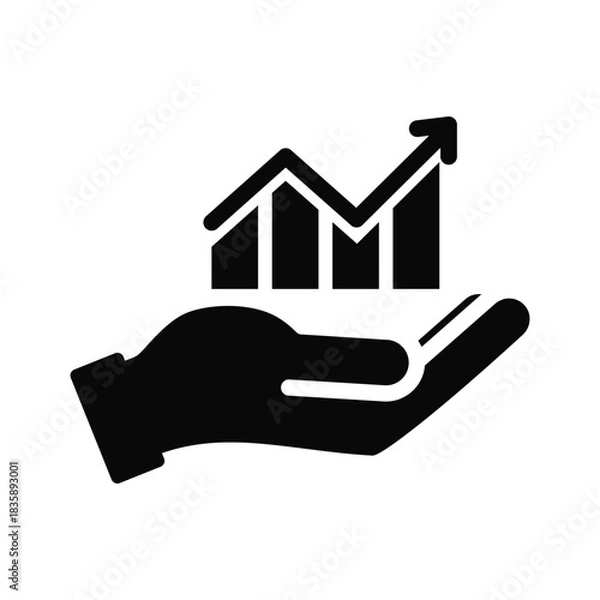 Obraz hand icon with simple bar chart