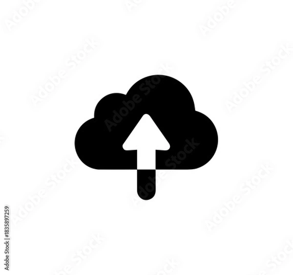 Obraz Simple Flat Style Upload Cloud with Arrow Symbol Shape Icon