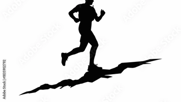 Fototapeta Silhouette of a runner in motion, demonstrating speed and determination on a path.