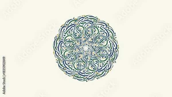 Fototapeta Intricate Circular Arabic Calligraphy Design on White Background.