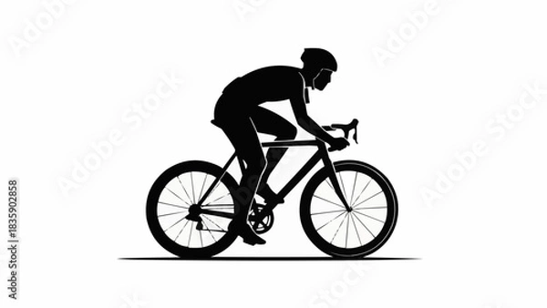 Fototapeta Silhouette of a Cyclist in Motion on a Bicycle.