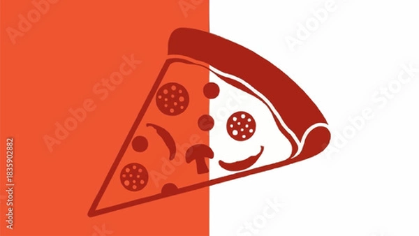 Fototapeta Happy smiling pizza slice character vector illustration.