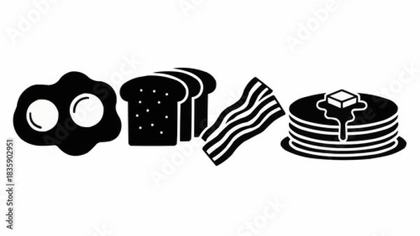 Fototapeta Delicious Breakfast Spread with Eggs, Toast, Bacon, and Pancakes.