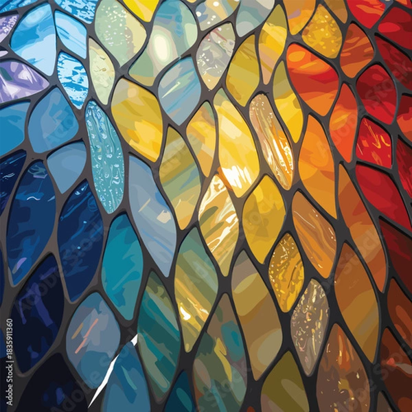 Fototapeta Abstract mosaic pattern with flowing colors background