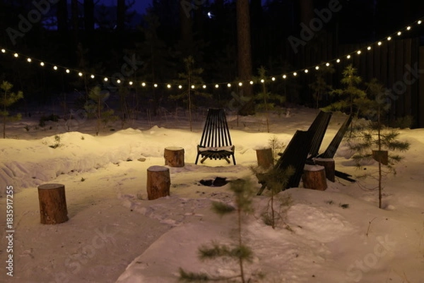 Obraz fire pit in snow