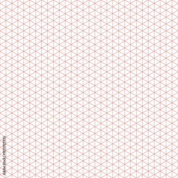 Fototapeta Isometric Grid Pattern Background for Technical Drawings and Geometric Designs in Red
