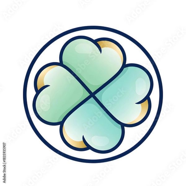 Obraz Circular Four Leaf Clover Emblem