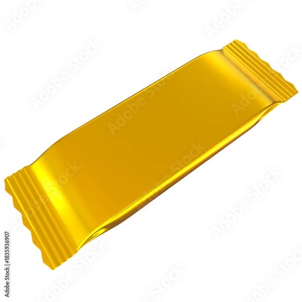 Obraz gold biscuit packaging isolated 3d rendered illustration