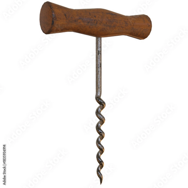 Obraz corkscrew with cork isolated 3d rendered illustration