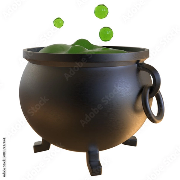 Obraz Cauldron pot fantasy 3D render isolated illustration