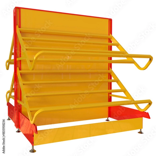 Obraz Double shelving store empty yellow 3D render isolated illustration