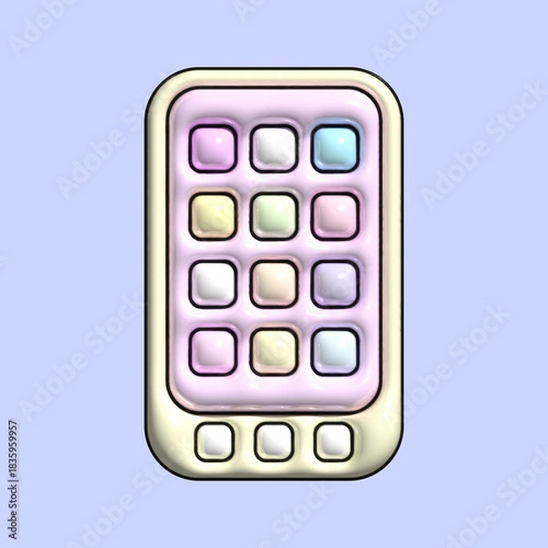 Fototapeta 3Dのぷっくり携帯アイコン⭐︎