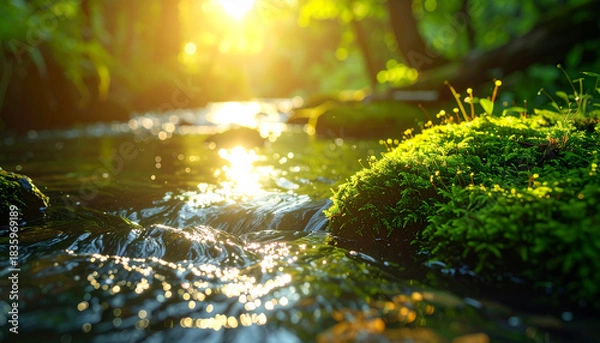 Obraz Moss and clear stream